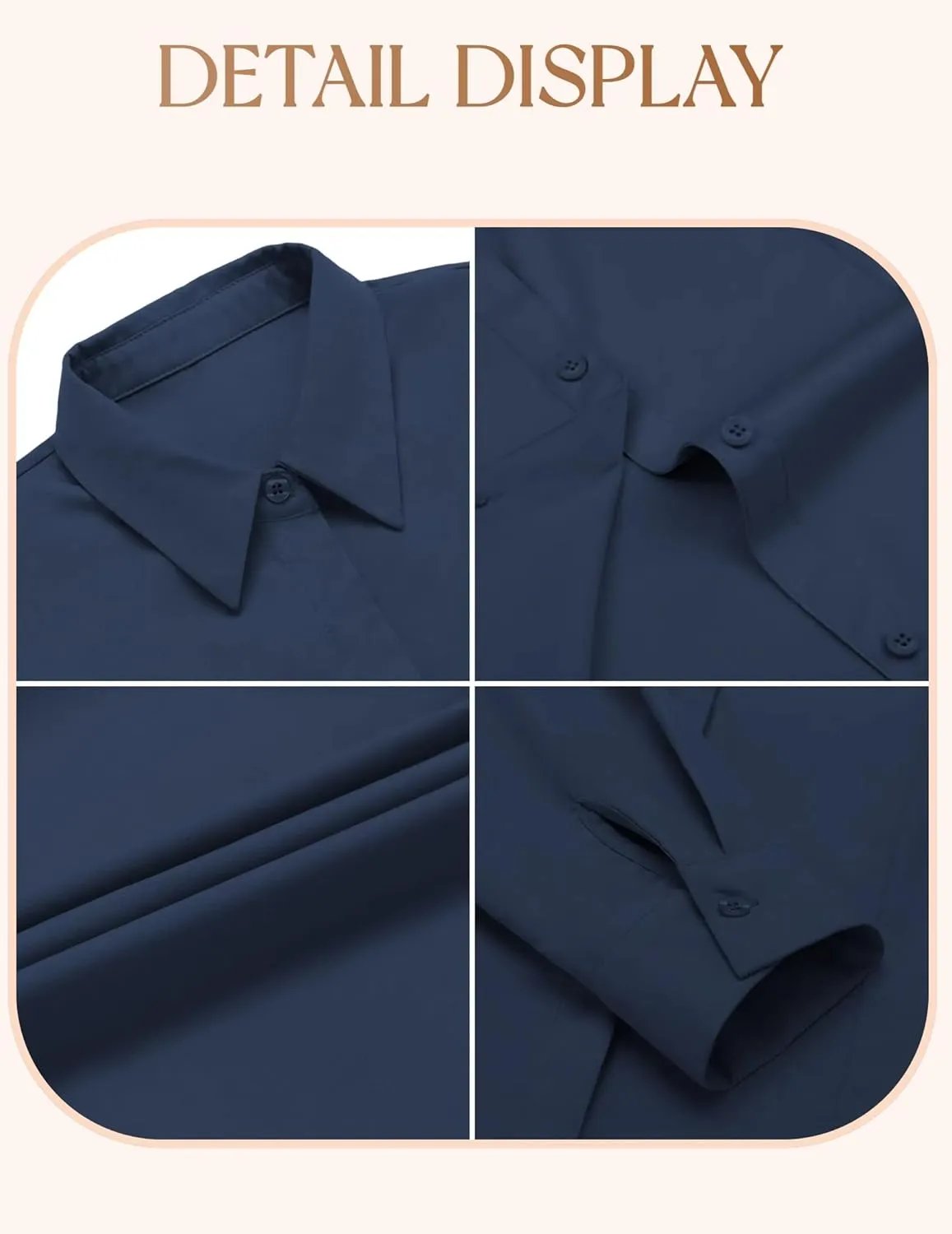 IN'VOLAND Women's Plus Size Button Down Shirts Long Sleeve Collared Casual Shirt Office Work Blouse Tops