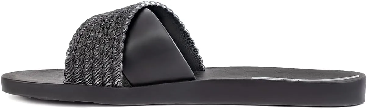 Ipanema Women's Street II Slides - Comfortable and Trendy Slip-On Sandals, Flip Flops for Women with Wide, Minimalist, Crisscross Upper