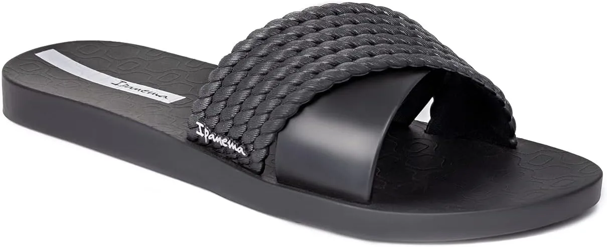 Ipanema Women's Street II Slides - Comfortable and Trendy Slip-On Sandals, Flip Flops for Women with Wide, Minimalist, Crisscross Upper