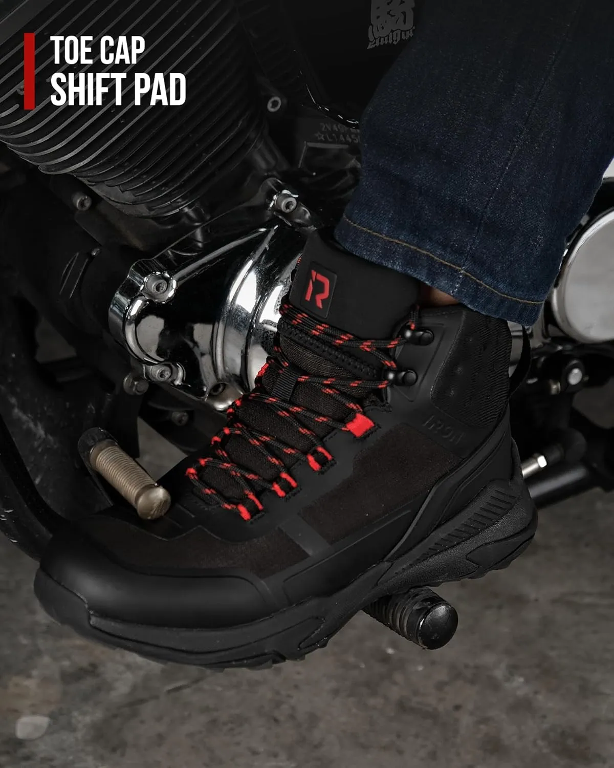 IRON JIA'S Motorcycle Shoes for Men, Waterproof Anti-Slip Breathable Street Casual Motorcycle Riding Boots with Lace Garage, Ankle Support, Shift Pads 7.5