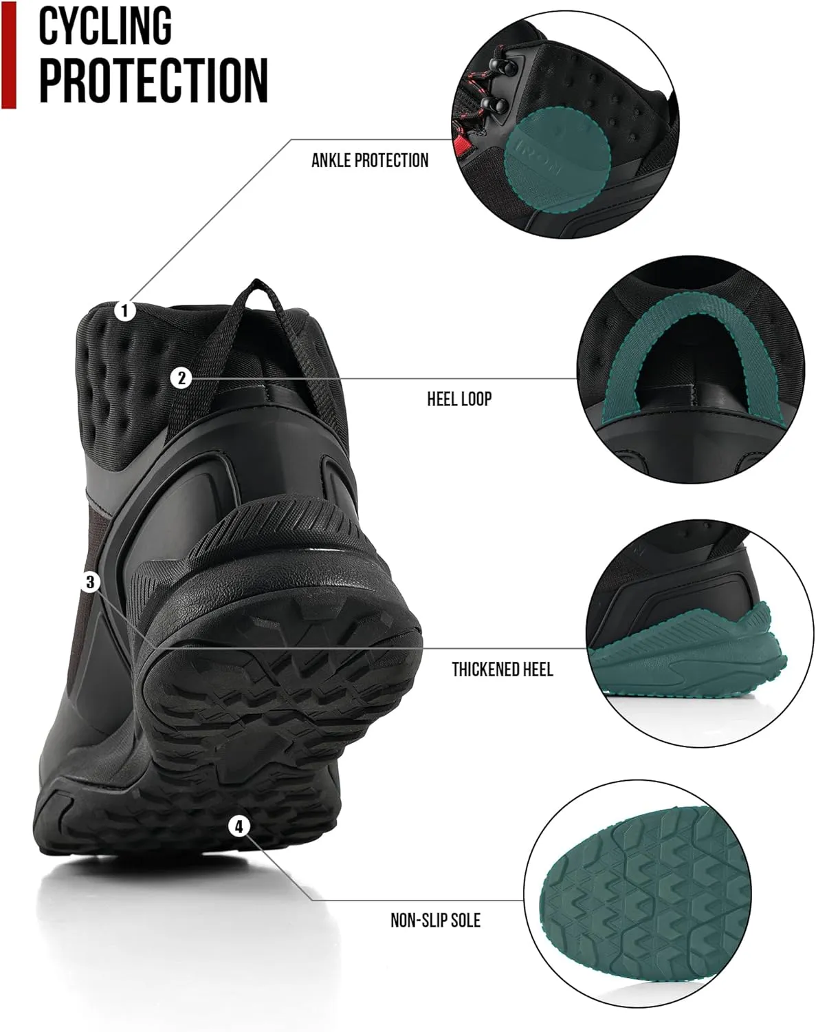 IRON JIA'S Motorcycle Shoes for Men, Waterproof Anti-Slip Breathable Street Casual Motorcycle Riding Boots with Lace Garage, Ankle Support, Shift Pads 7.5