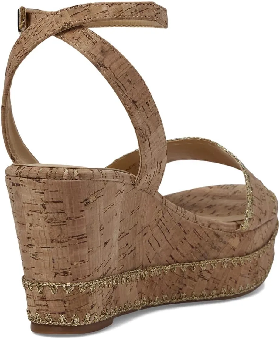 Jack Rogers Flagler Stitch Wedge Sandals for Women – Open Toe – Cork Upper – Stitching Detail – Rubber Outsole