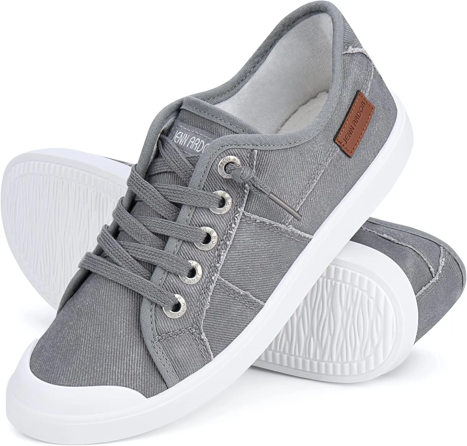JENN ARDOR Slip-on Canvas Fashion Sneakers for Womens Comfortable Casual Walking Flats Elastic Stylish Cute Lightweight Shoes