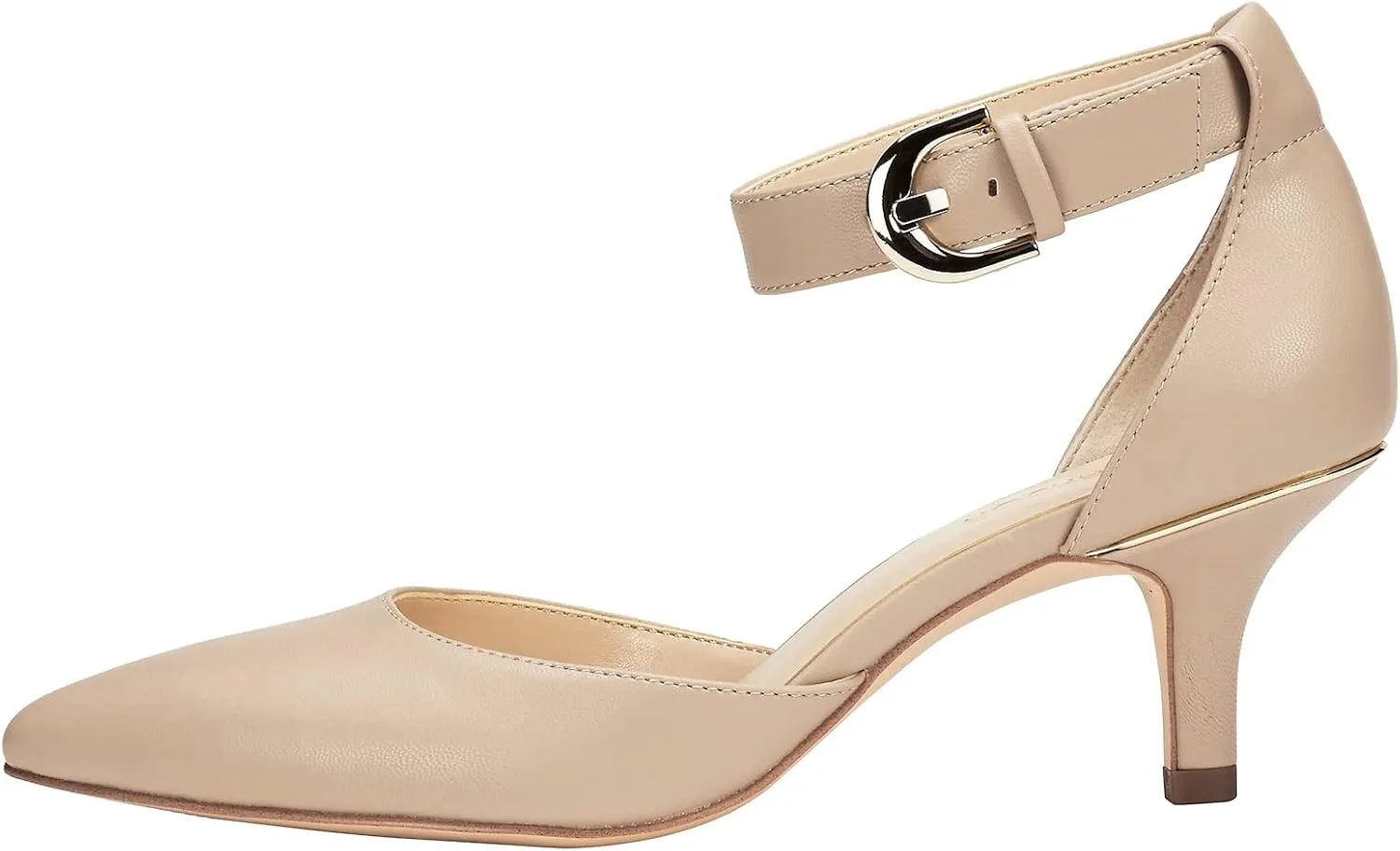 JENN ARDOR Women's Kitten Heel Pumps Ladies Closed Pointed Toe D'Orsay Ankle Strap Dress Stiletto
