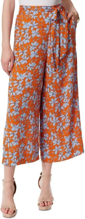 Jessica Simpson Womens Koney Tie-Waist Floral Wide Leg Pants