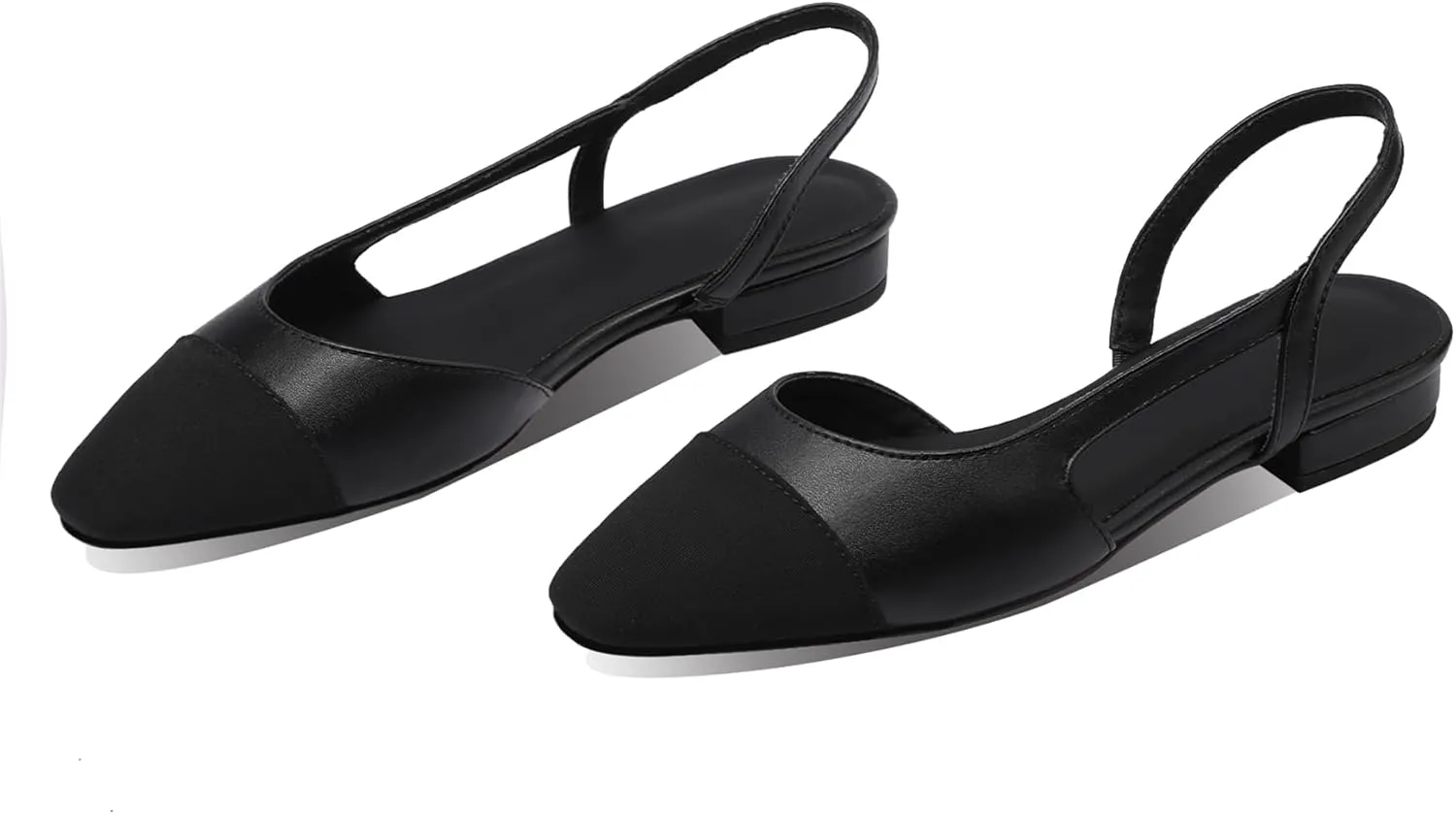 JiaBinji Slingback Flats for Women Two Tone Closed Round Toe Casual Pumps