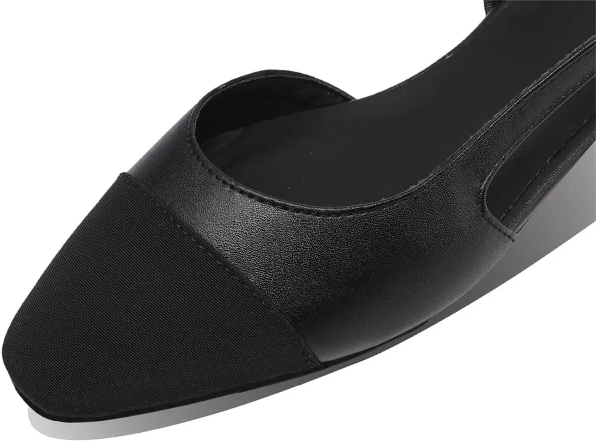 JiaBinji Slingback Flats for Women Two Tone Closed Round Toe Casual Pumps