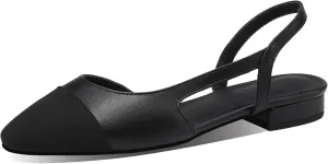 JiaBinji Slingback Flats for Women Two Tone Closed Round Toe Casual Pumps