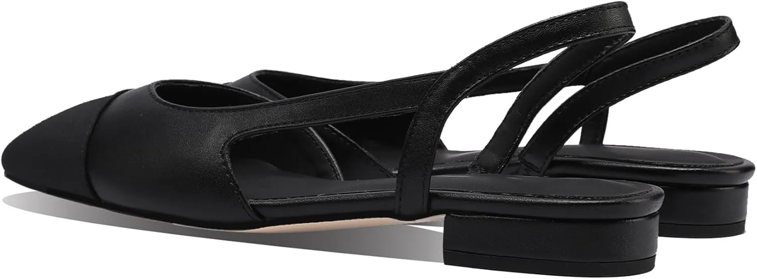JiaBinji Slingback Flats for Women Two Tone Closed Round Toe Casual Pumps