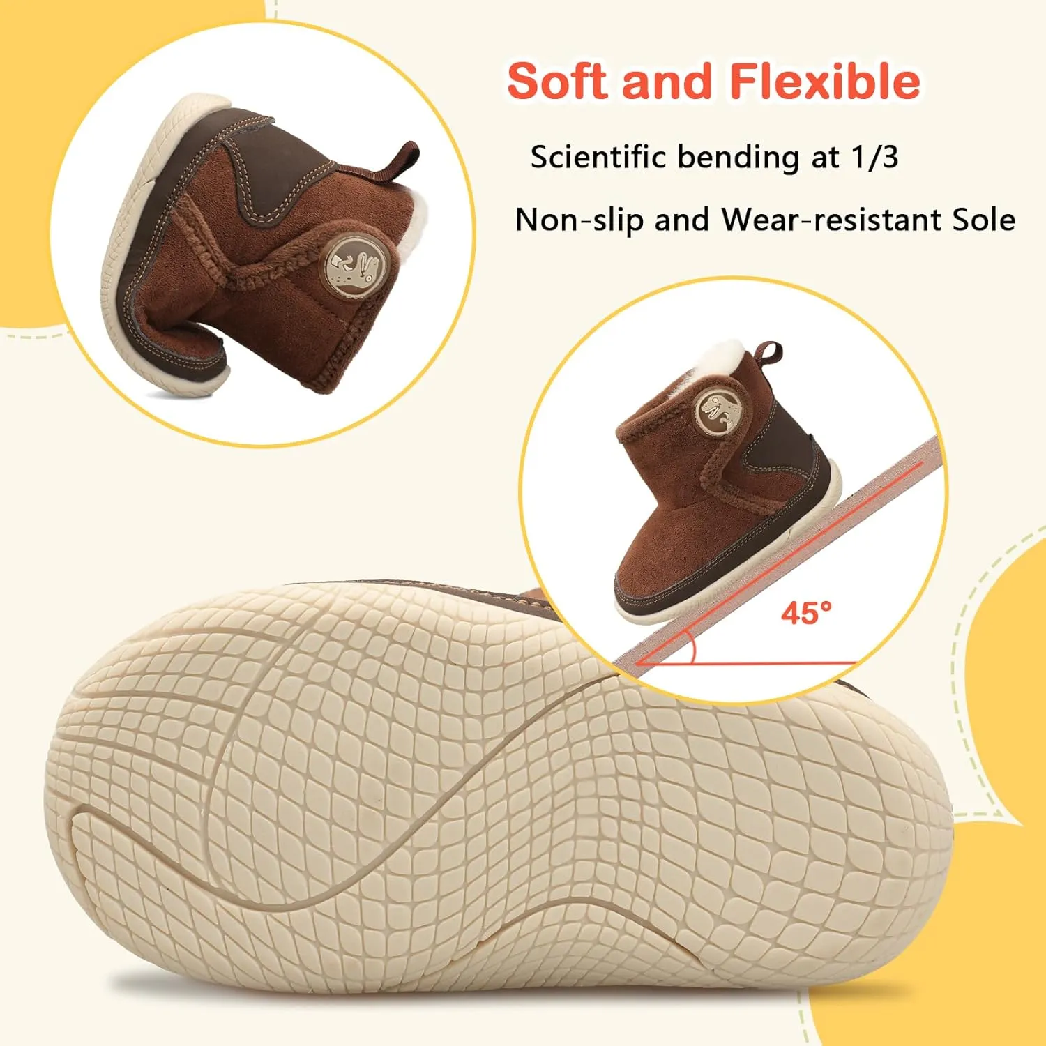 JIASUQI Baby Toddler Boots Warm Winter Boots Slippers for Toddler Boys Girls