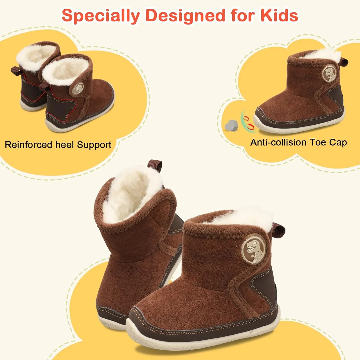 JIASUQI Baby Toddler Boots Warm Winter Boots Slippers for Toddler Boys Girls