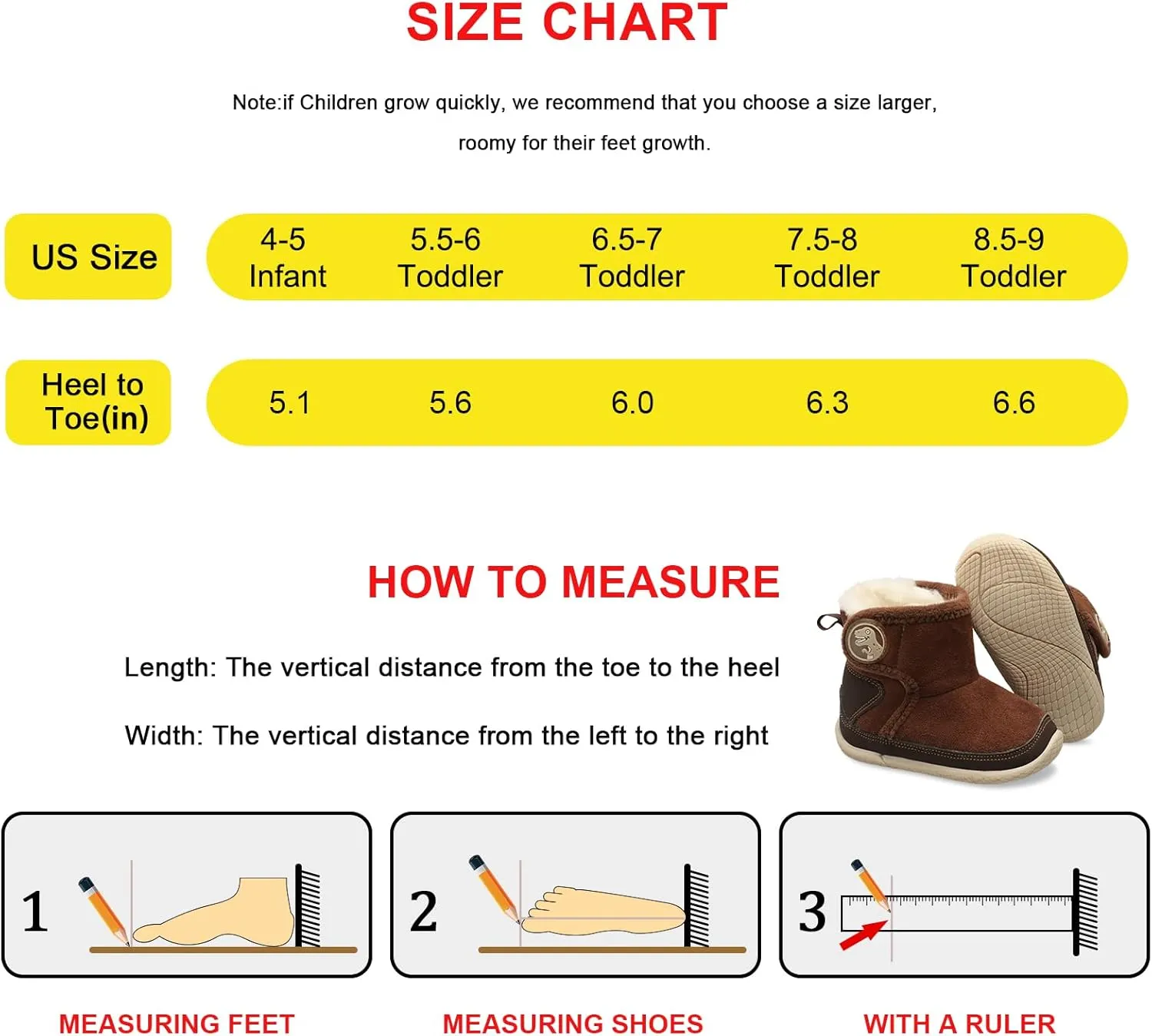 JIASUQI Baby Toddler Boots Warm Winter Boots Slippers for Toddler Boys Girls