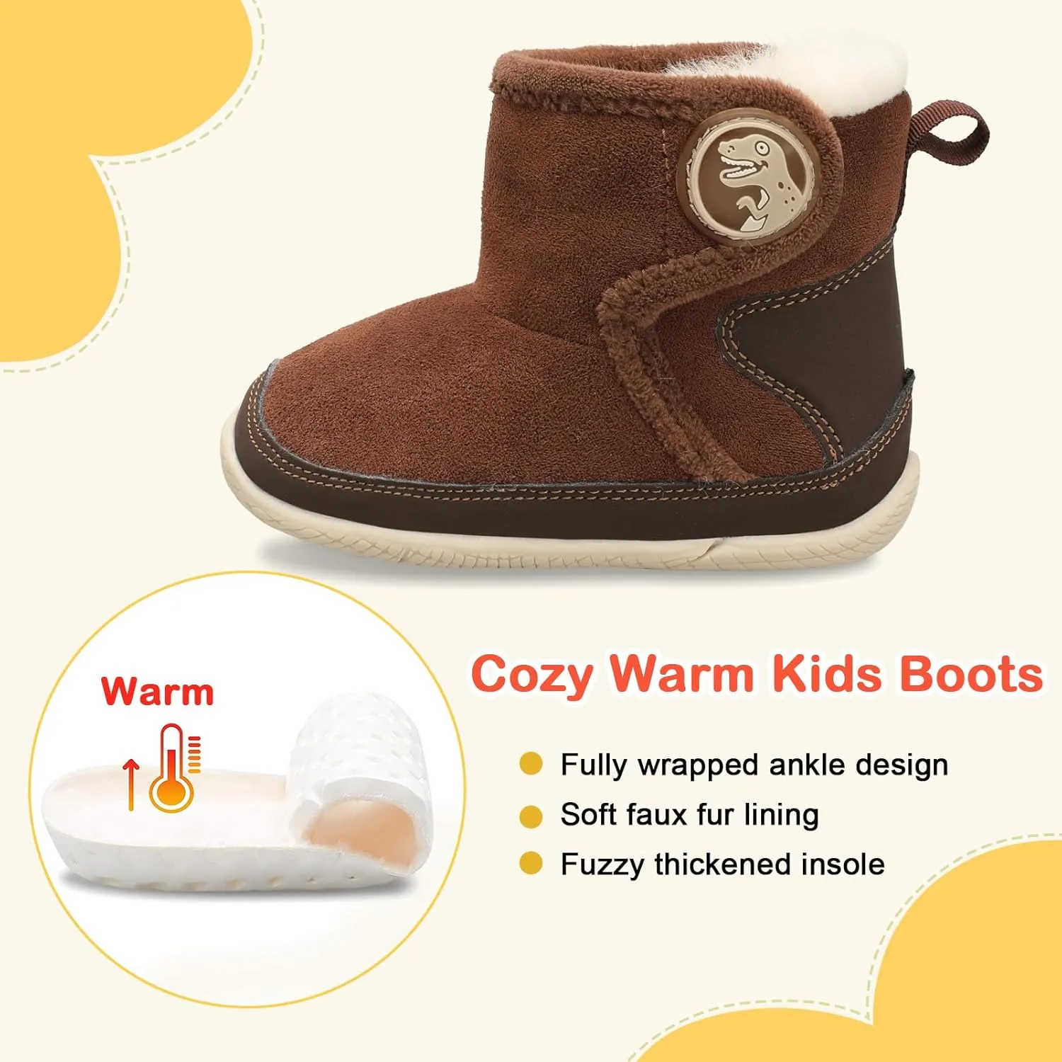 JIASUQI Baby Toddler Boots Warm Winter Boots Slippers for Toddler Boys Girls