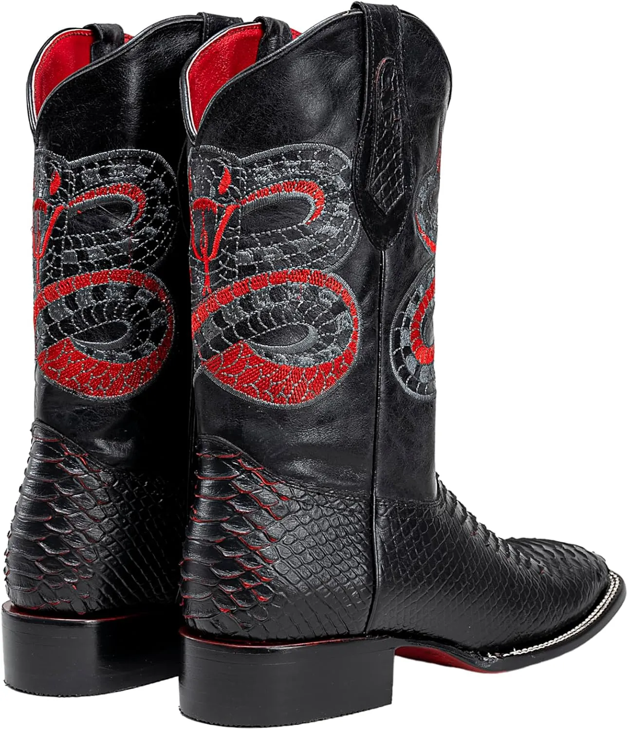 Joe Boots Exotic Python Leather Print Men's Western Boot: Square Toe Cowboy, Rodeo Boots Bi-tone