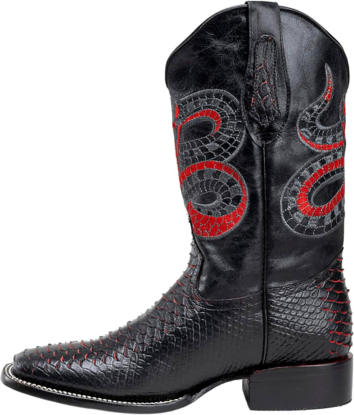 Joe Boots Exotic Python Leather Print Men's Western Boot: Square Toe Cowboy, Rodeo Boots Bi-tone