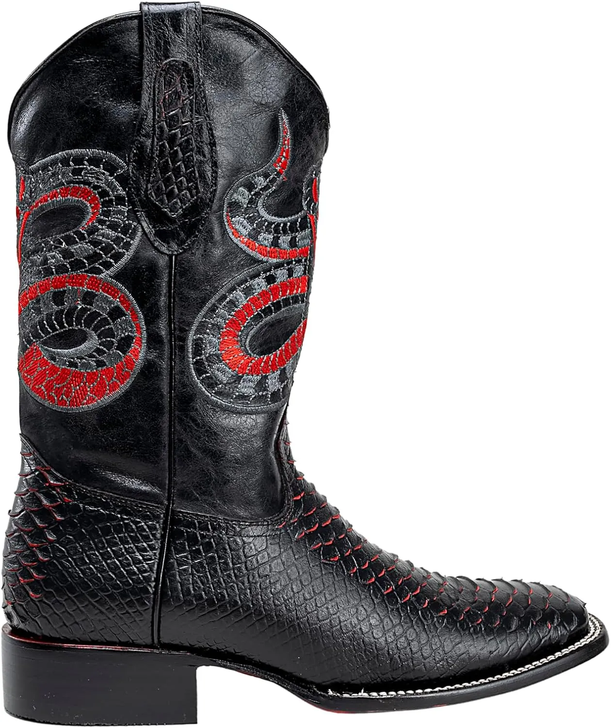 Joe Boots Exotic Python Leather Print Men's Western Boot: Square Toe Cowboy, Rodeo Boots Bi-tone