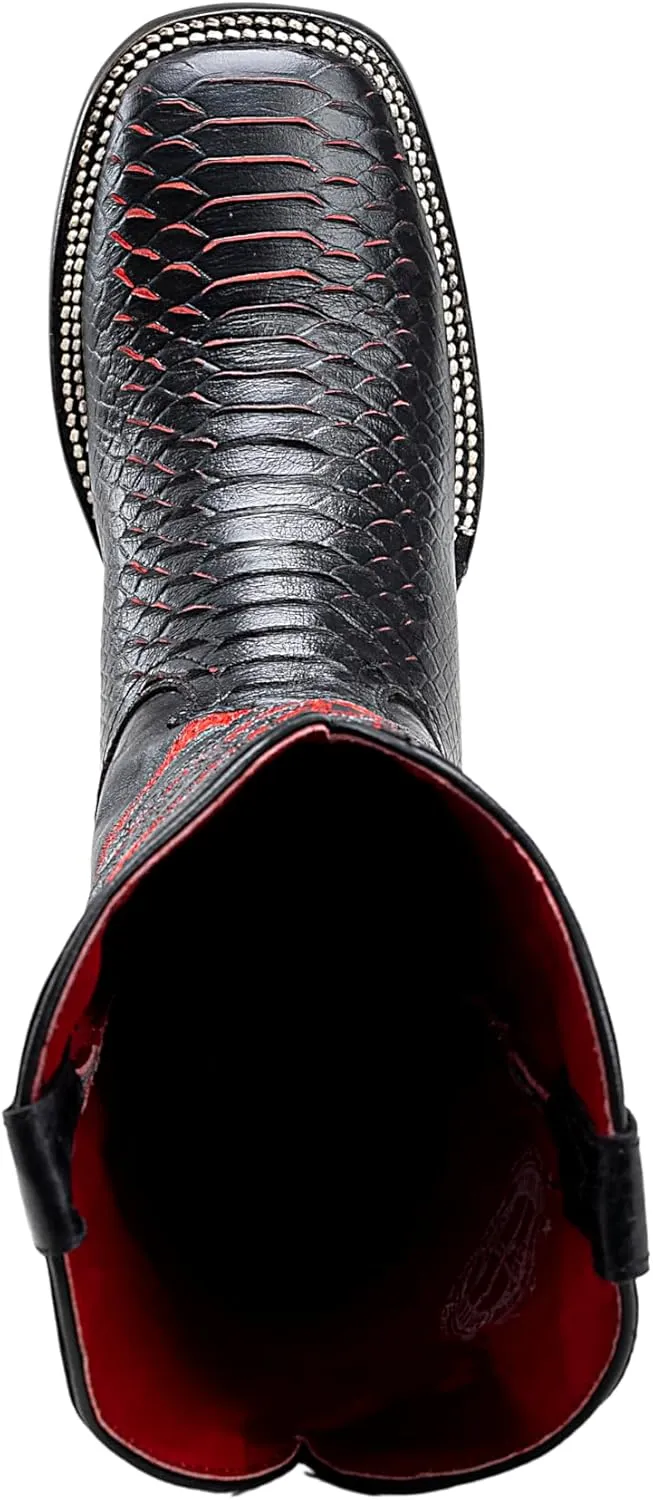 Joe Boots Exotic Python Leather Print Men's Western Boot: Square Toe Cowboy, Rodeo Boots Bi-tone