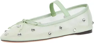 JORISTIMO Crystal Mesh Ballet Flats Stretch Band Snip Toe Ballerinas Flats Mary Jane