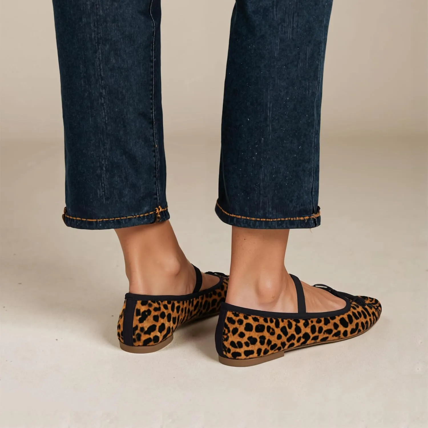 JORISTIMO Crystal Mesh Ballet Flats Stretch Band Snip Toe Ballerinas Flats Mary Jane