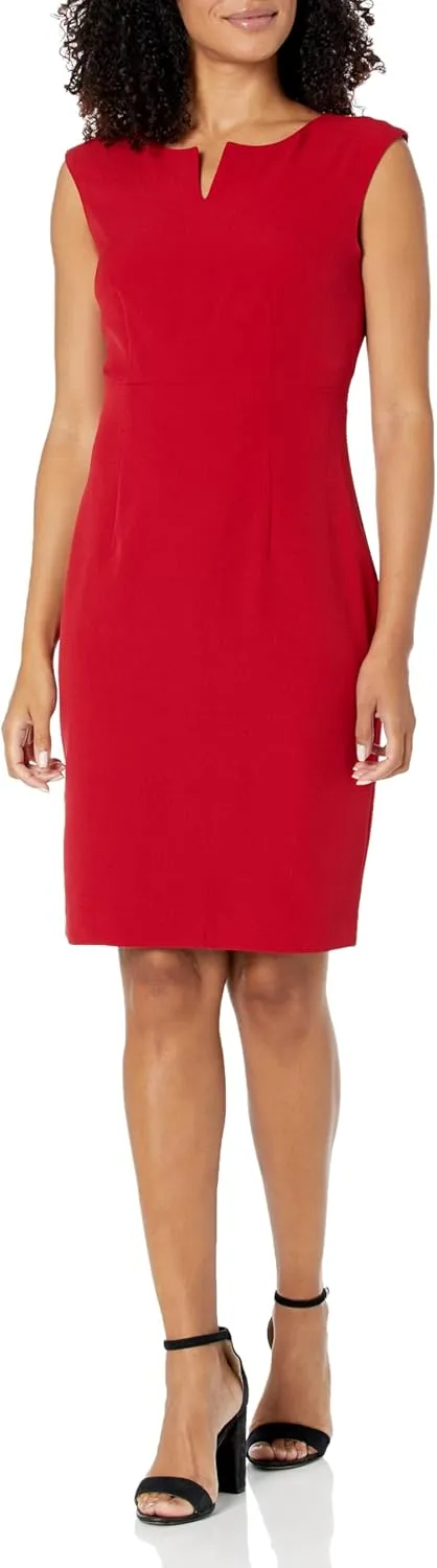 Kasper Women's Sleevless Sheath Dress with Notch Neckline