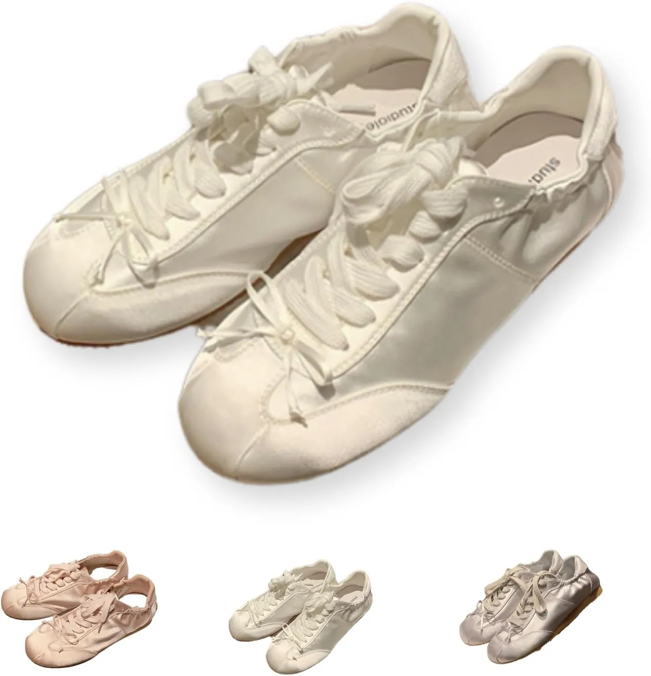 Kawaii Platform Shoes – Lightweight Chunky Sneakers for Women, Soft Satin Slip-Ons with Bow Detail, Aesthetic Ballet-Inspired Footwear