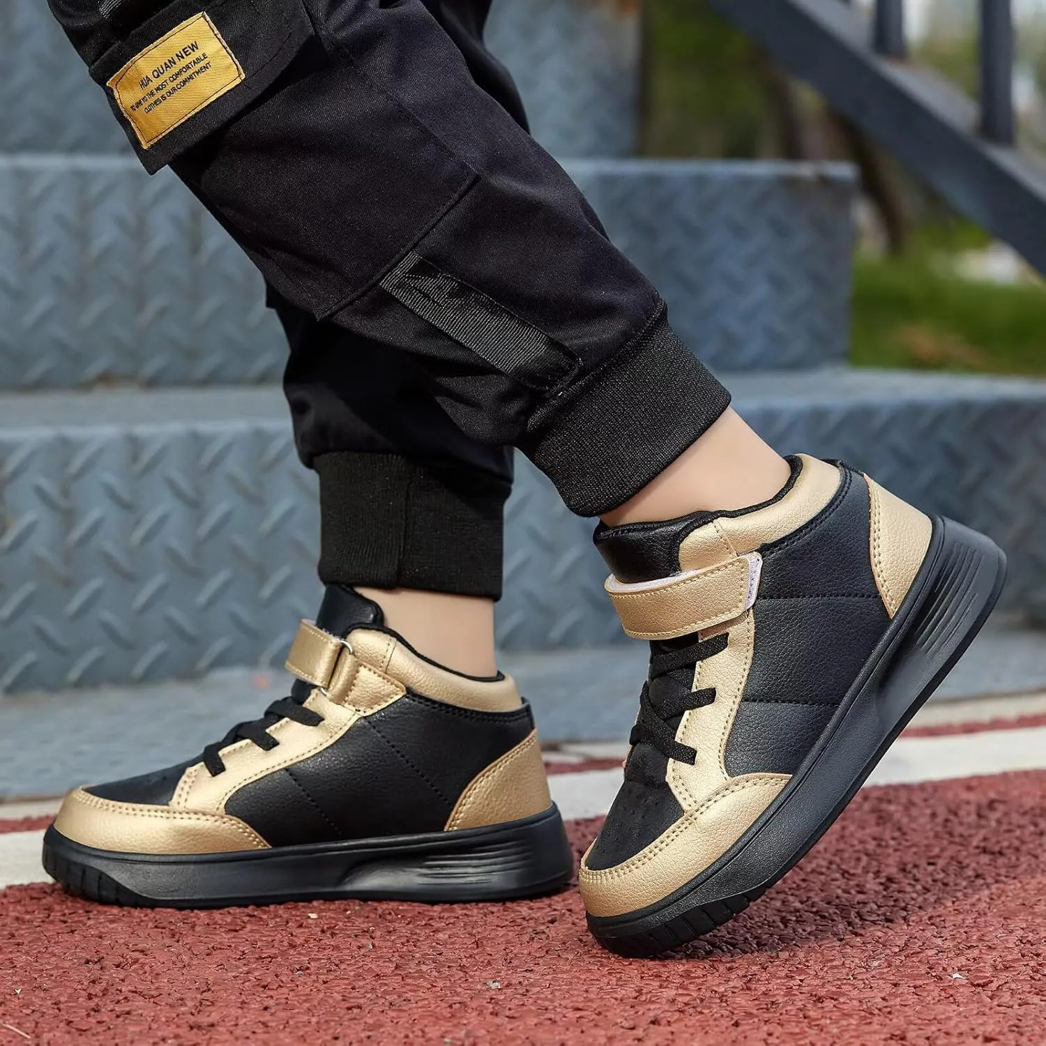 Kids Sneakers Boys Running Shoes Girls High Top Casual Lightweight Classic Adjustable Strap Sneakers