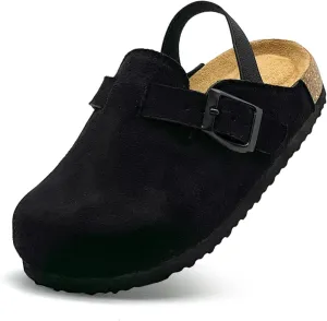 Kids Suede Clogs Toddler Clogs Boys Girls Sandals Cork Footbed Toddler Slip on Mules Indoor Outdoor Cute Sandals Classic Adjustable Buckle