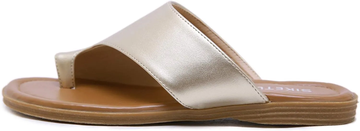 KINOW Bunion Sandals for Women Orthopedic Flat Shoes Toe Ring Slide Flip Flop Slippers