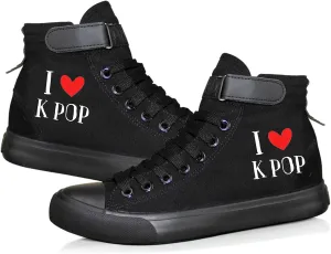 KPOP Merch Gifts for Teen Girls Sneakers Canvas Heart Hand Symbol Unisex Shoes High Top Sneakers for Womens and Mens