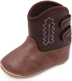 Kuner Baby Cowboy Boots Western Boots Toddler Cowboy Bootie Soft Sole Non-Slip Crib Shoes for Infant Boys Girls0-18 Months