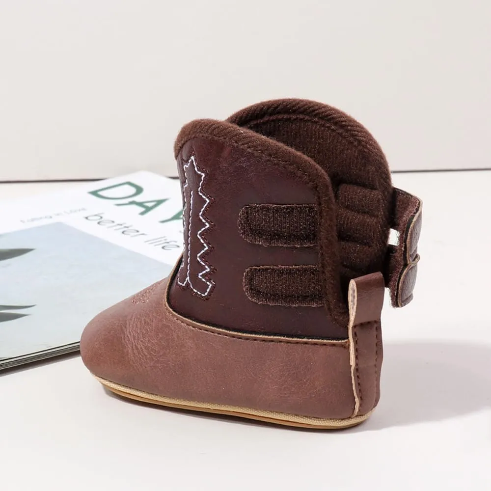 Kuner Baby Cowboy Boots Western Boots Toddler Cowboy Bootie Soft Sole Non-Slip Crib Shoes for Infant Boys Girls0-18 Months