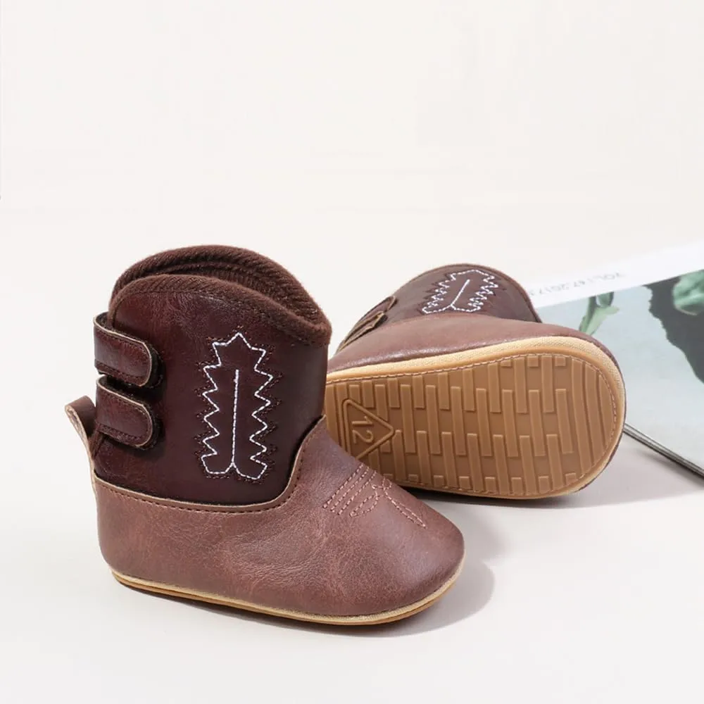 Kuner Baby Cowboy Boots Western Boots Toddler Cowboy Bootie Soft Sole Non-Slip Crib Shoes for Infant Boys Girls0-18 Months