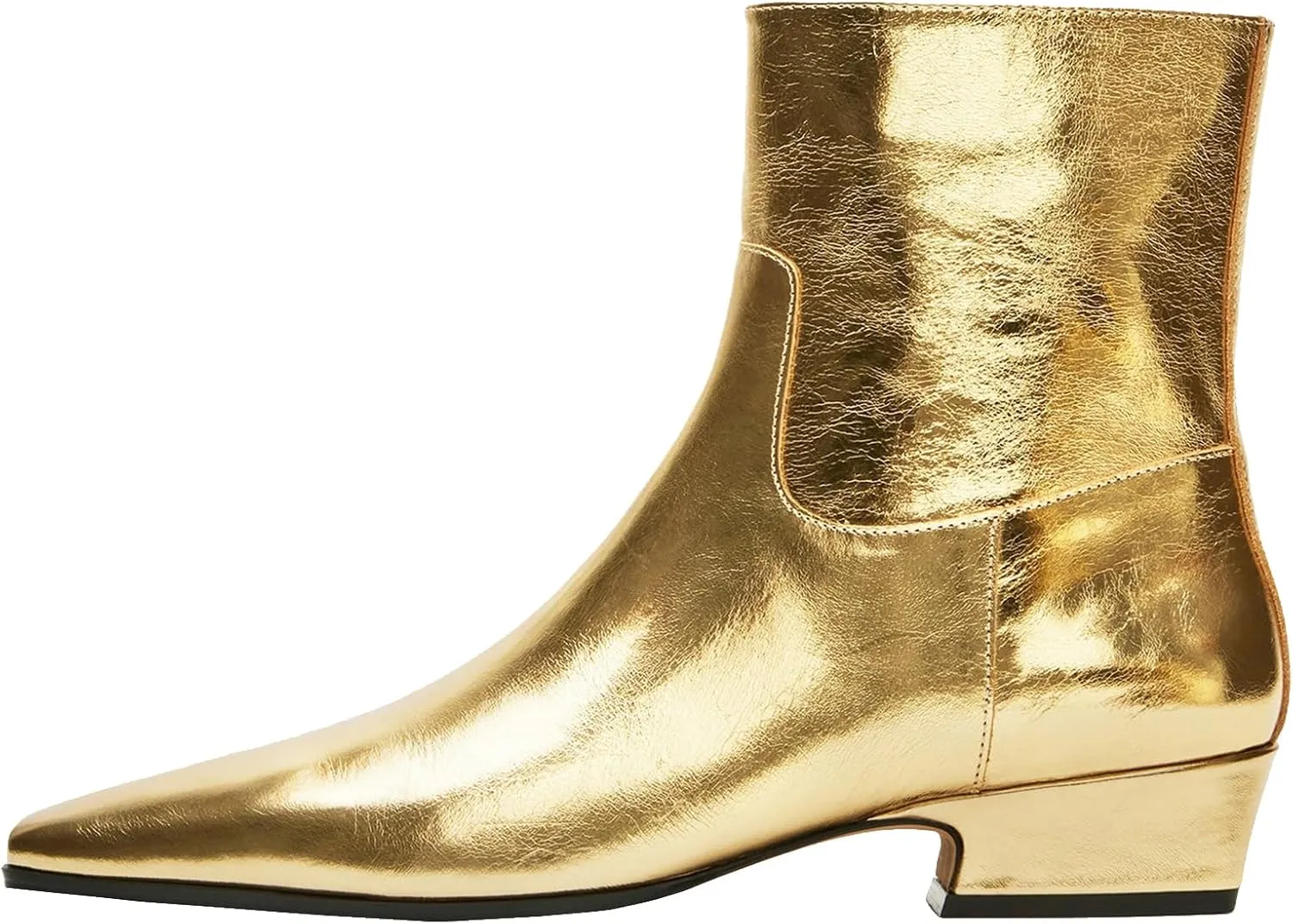 KysBloes Women Square Toe Ankle Boots Low Heel Booties Flats Winter Shoes Comfortable Side Zip Short Boots