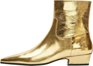 KysBloes Women Square Toe Ankle Boots Low Heel Booties Flats Winter Shoes Comfortable Side Zip Short Boots