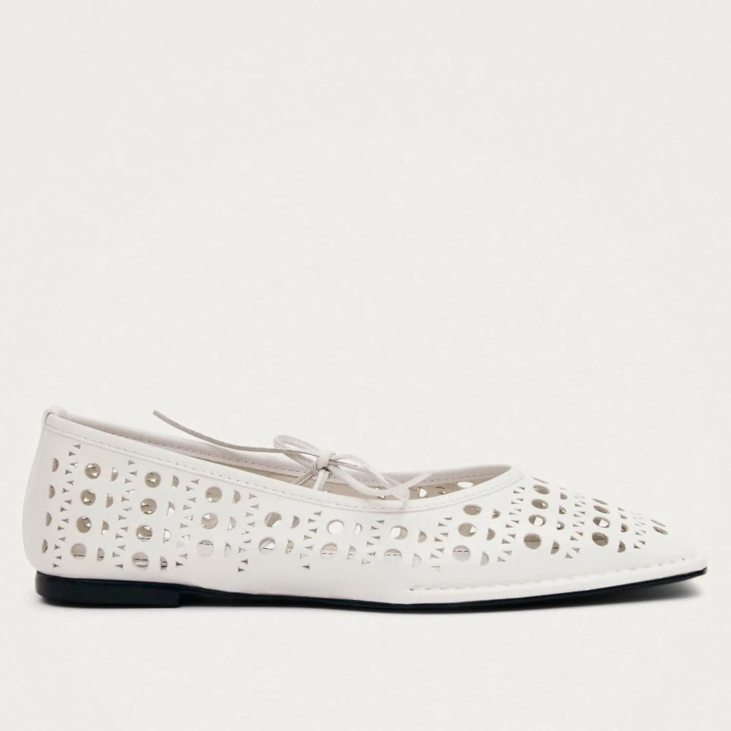 Lace Up Ballet Flats for Women Bow Square Toe Mary Jane Flats Slip On Leather Ballerina Shoes