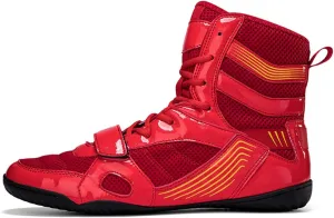 Ladies High Top Wrestling Boots, Professional Kickboxing Fighting Sports Mesh Shoes Lightweight Boxing Fitness Sneakers