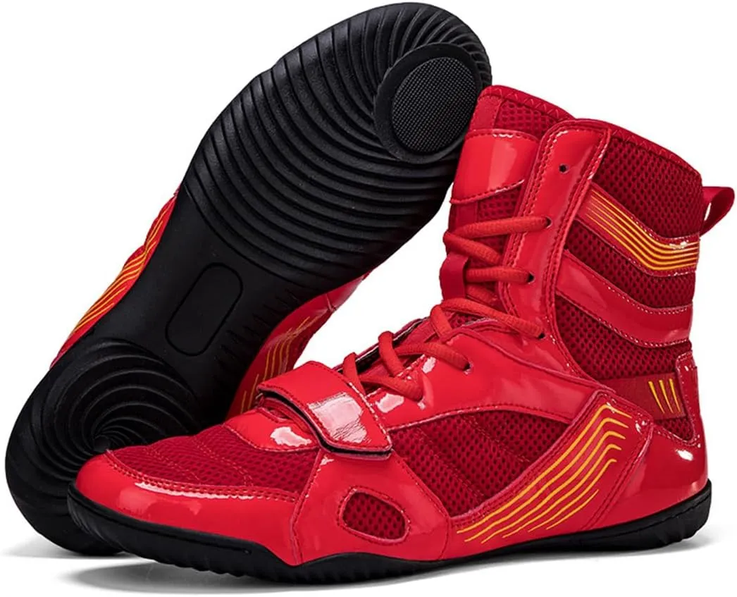 Ladies High Top Wrestling Boots, Professional Kickboxing Fighting Sports Mesh Shoes Lightweight Boxing Fitness Sneakers