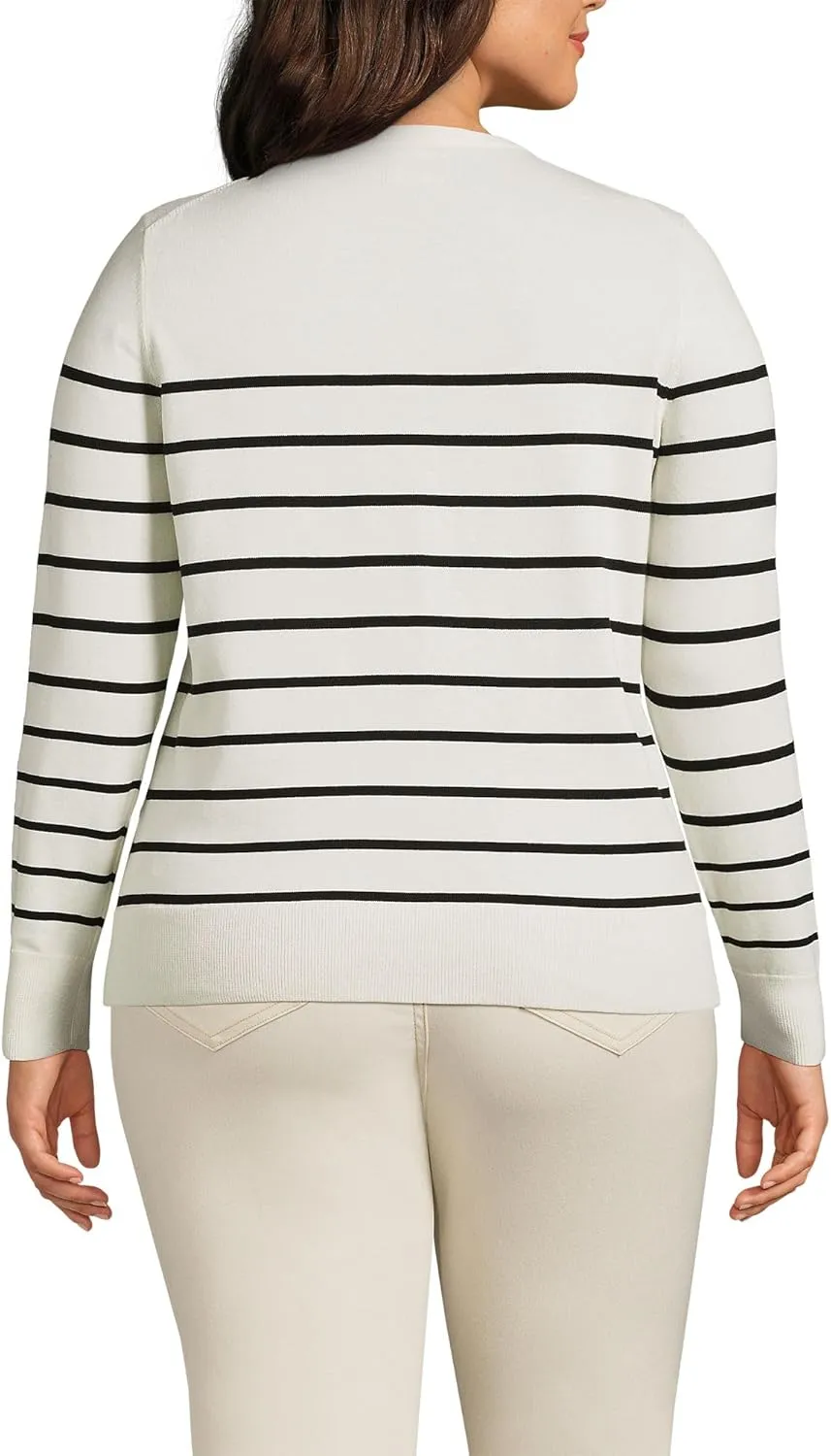 Lands' End Women's Fine Gauge Cotton Cardigan Sweater