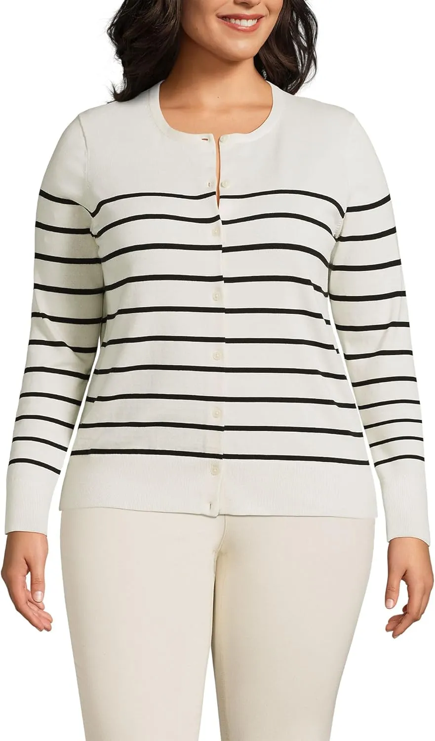 Lands' End Women's Fine Gauge Cotton Cardigan Sweater