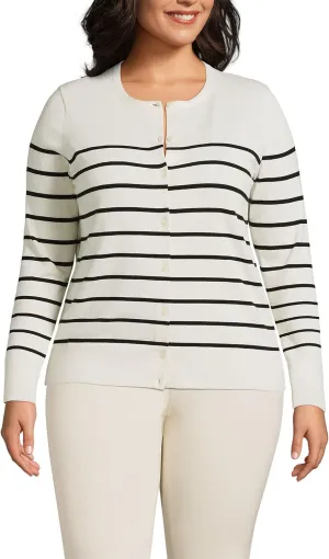 Lands' End Women's Fine Gauge Cotton Cardigan Sweater