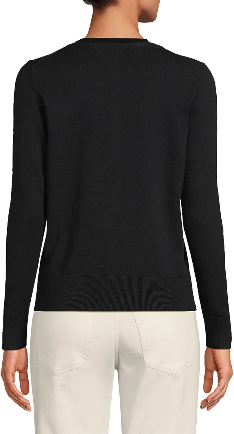 Lands' End Women's Fine Gauge Cotton Cardigan Sweater