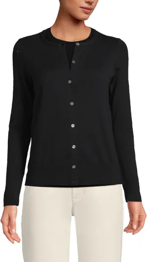 Lands' End Women's Fine Gauge Cotton Cardigan Sweater