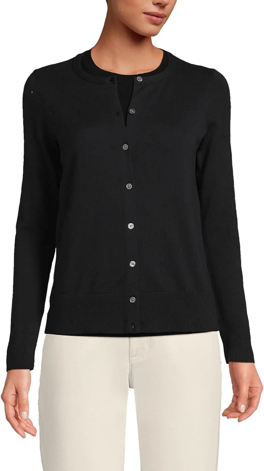 Lands' End Women's Fine Gauge Cotton Cardigan Sweater