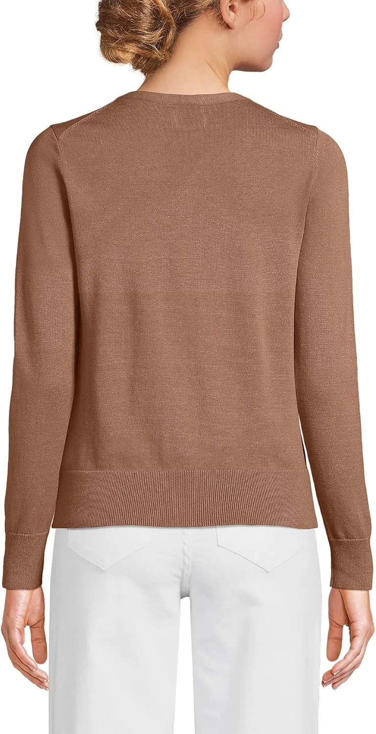 Lands' End Women's Fine Gauge Cotton Cardigan Sweater