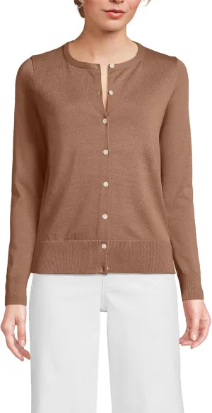 Lands' End Women's Fine Gauge Cotton Cardigan Sweater