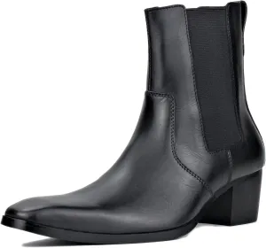 Leather Dress Boot for Men Fashion Casual Chelsea Cowboy Ankle Boots Heels CD-JY038-R