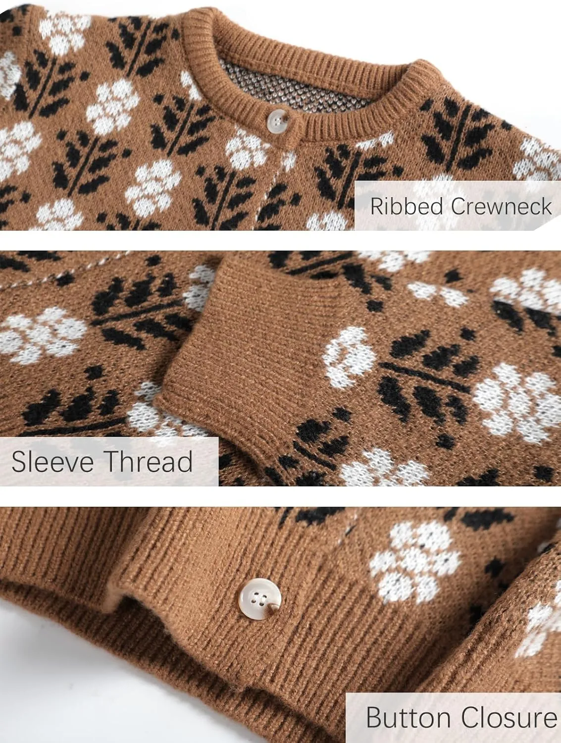 Les umes Womens Cardigan Long Sleeve Button Down Sweater Vintage Floral Knit Jackets Coats