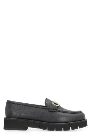 Logo detail leather loafers