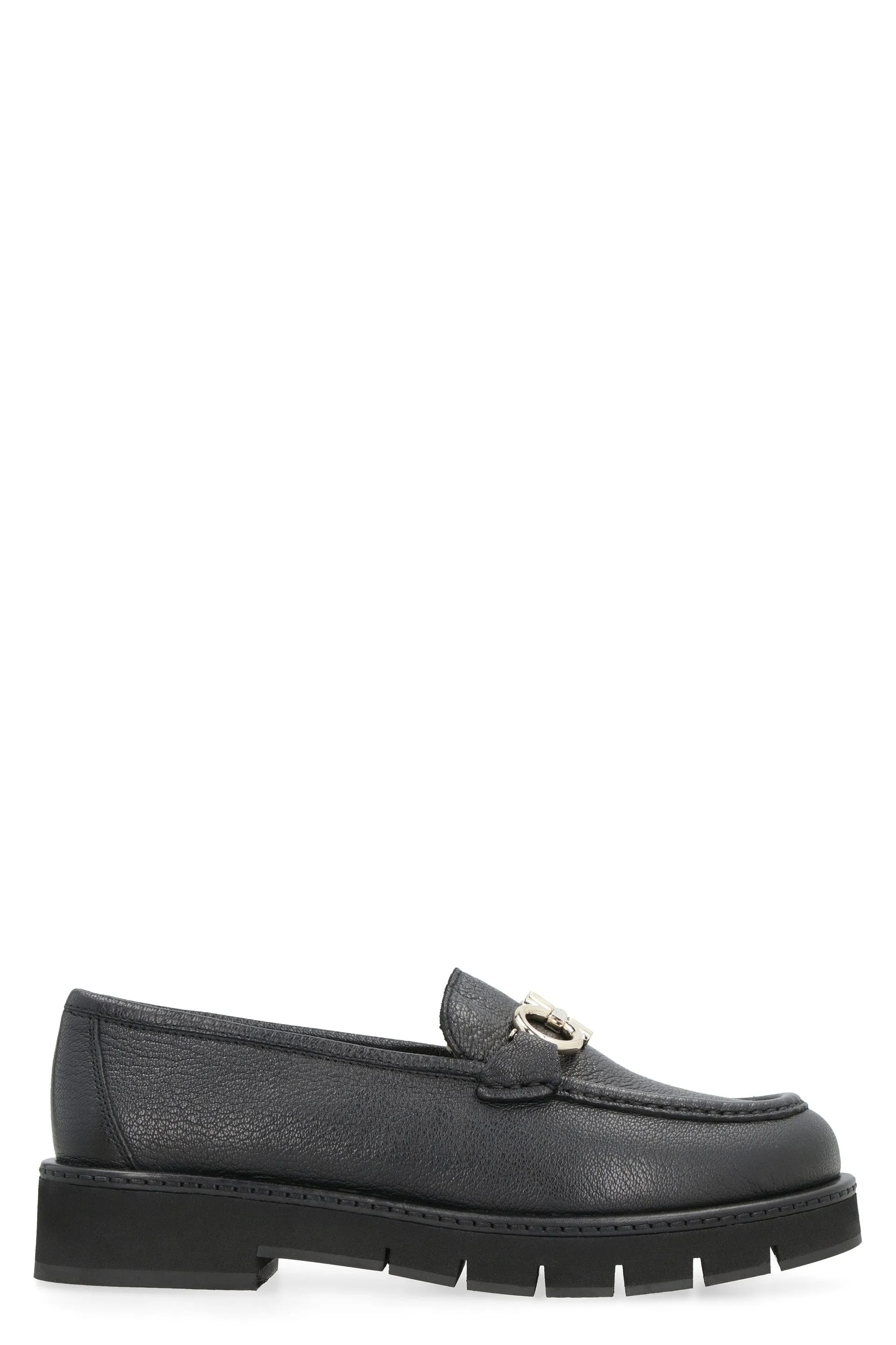Logo detail leather loafers