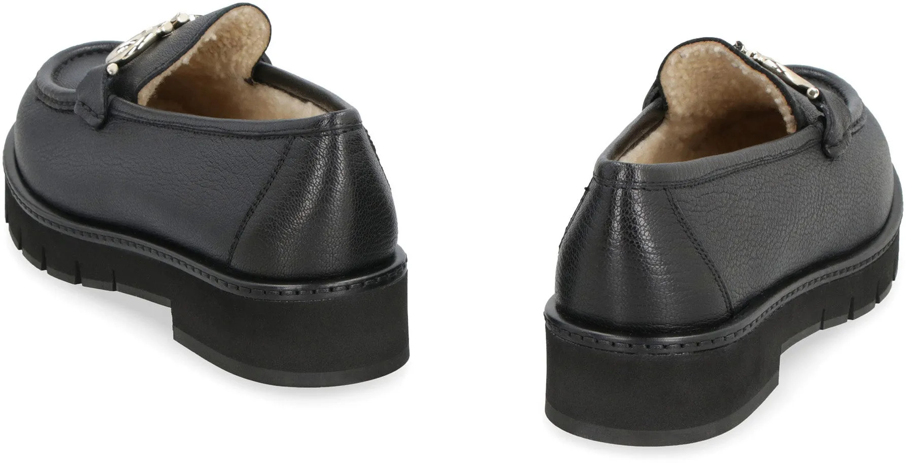 Logo detail leather loafers